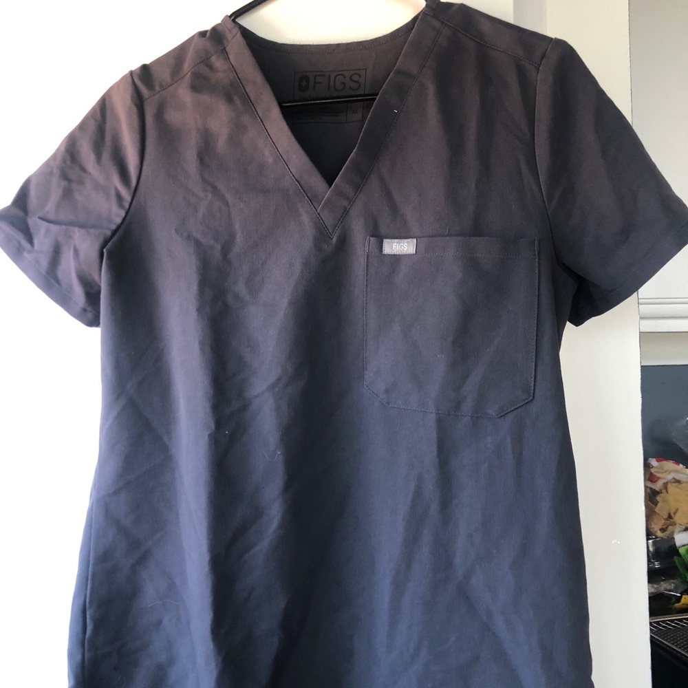 Figs Dark Gray Scrub Top